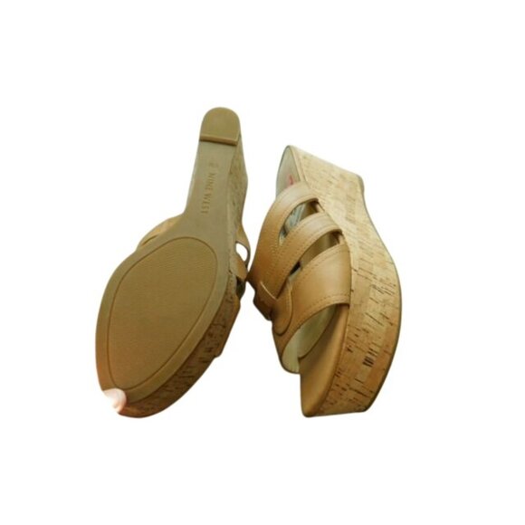 Nine West Size 12M Camel Cork Wedge Platform Heels Shoes NWT - Picture 4 of 4